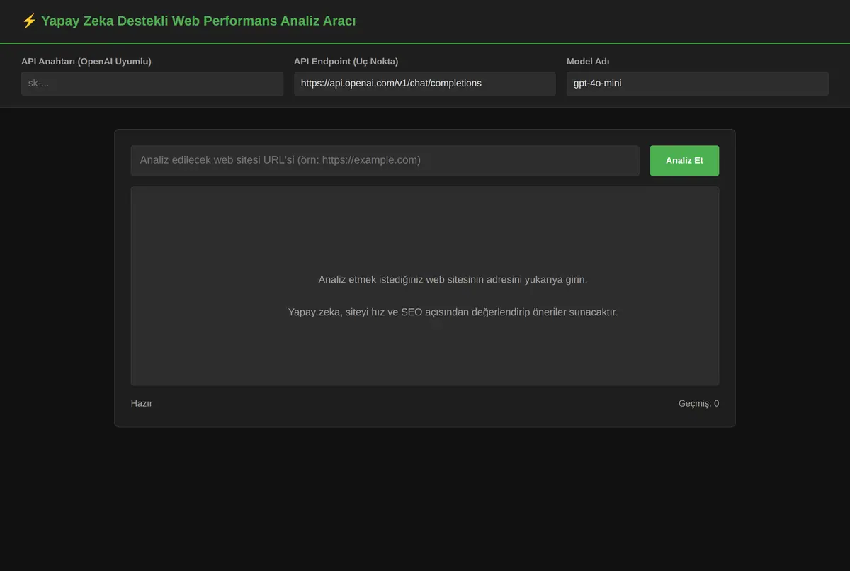 Yapay Zeka Destekli Web Performans Analiz Aracı ekran görüntüsü 3