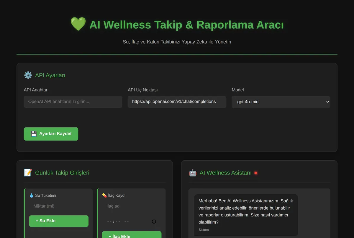 AI Wellness Takip & Raporlama Aracı ekran görüntüsü 2