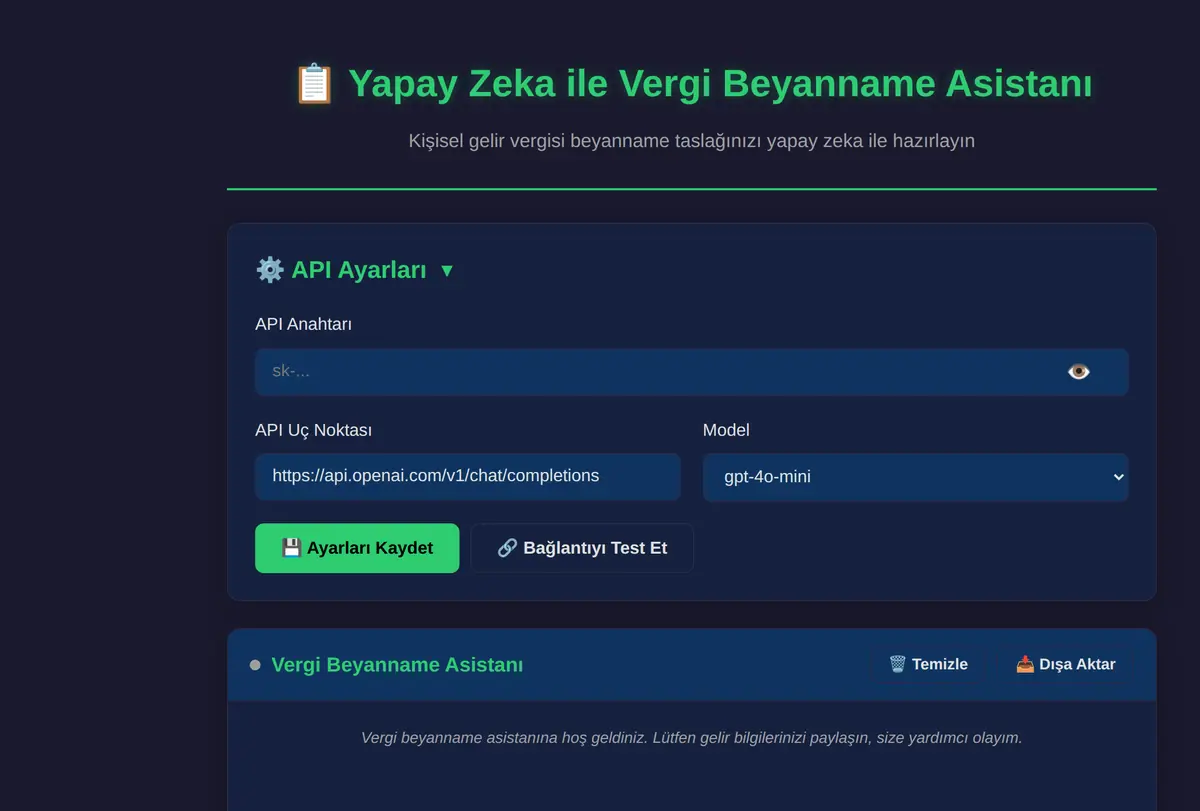 Yapay Zeka ile Vergi Beyanname Asistanı ekran görüntüsü