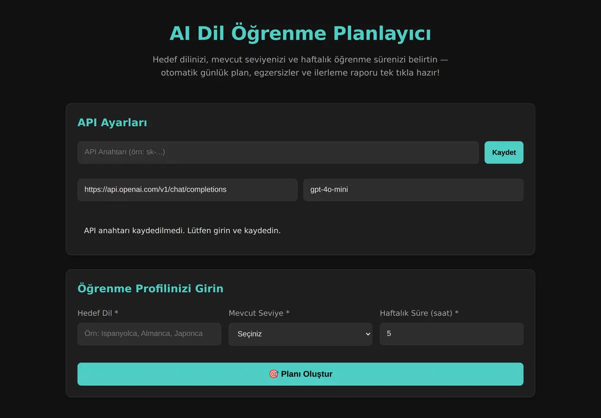 AI Dil Öğrenme Planlayıcı ekran görüntüsü 3