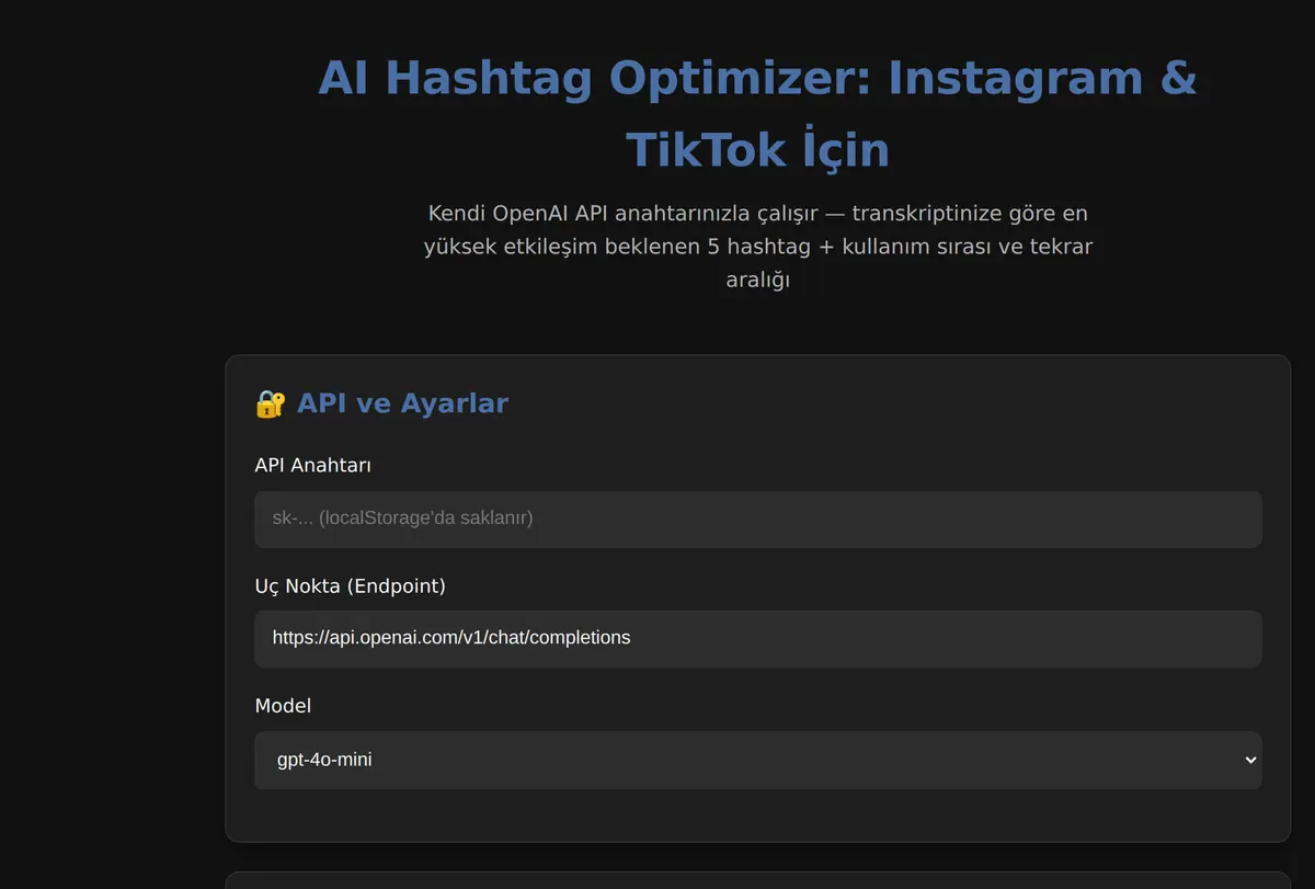 AI Hashtag Optimizer: Instagram & TikTok İçin ekran görüntüsü