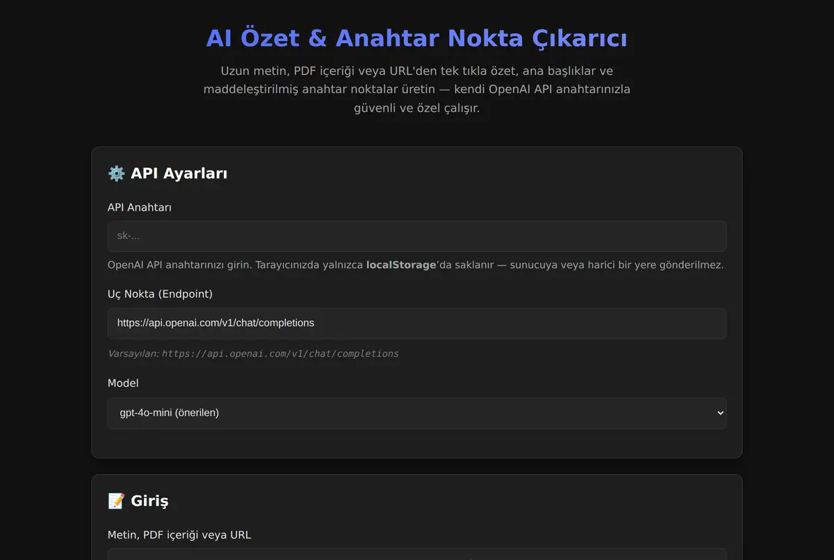 AI Özet & Anahtar Nokta Çıkarıcı ekran görüntüsü 2