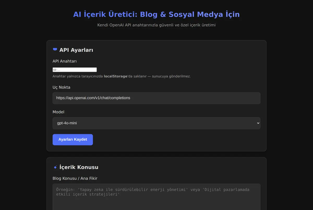 AI İçerik Üretici: Blog & Sosyal Medya İçin ekran görüntüsü 2