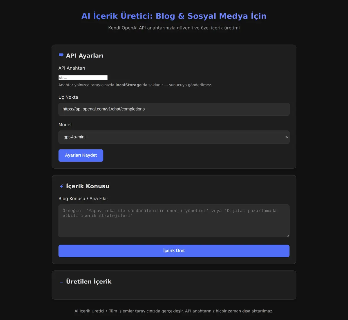 AI İçerik Üretici: Blog & Sosyal Medya İçin ekran görüntüsü 3