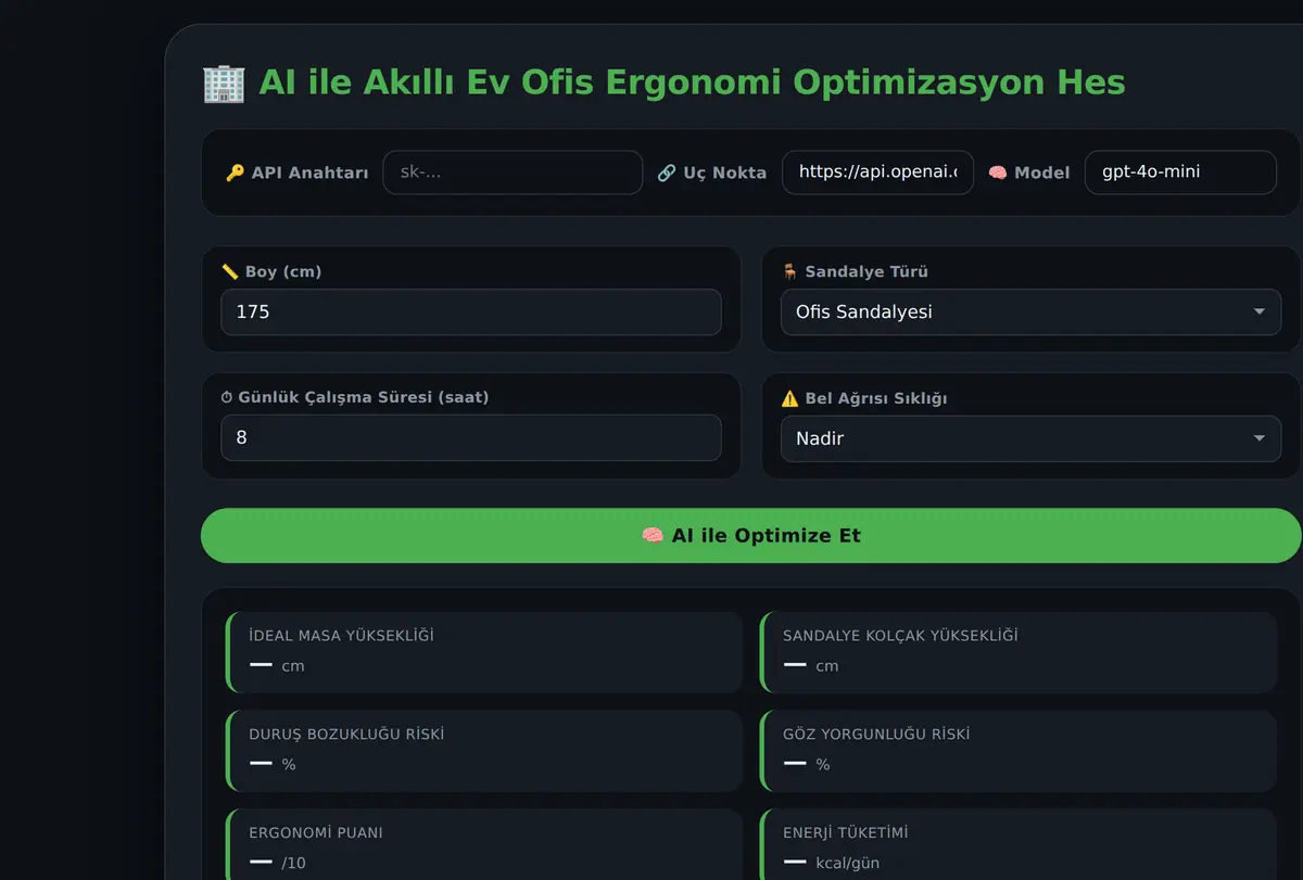AI ile Akıllı Ev Ofis Ergonomi Optimizasyon Hes ekran görüntüsü