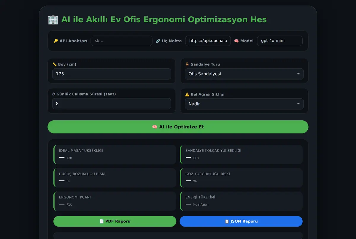 AI ile Akıllı Ev Ofis Ergonomi Optimizasyon Hes ekran görüntüsü 2