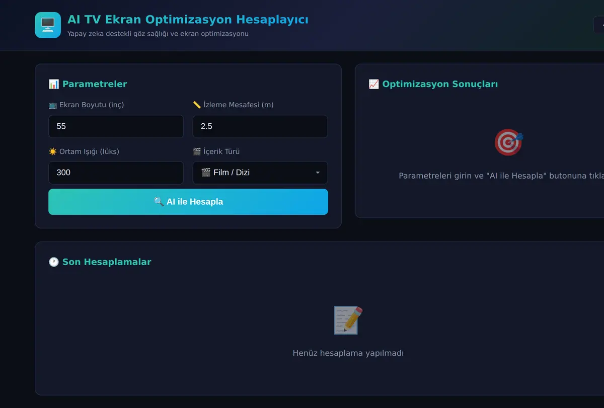 AI TV Ekran Optimizasyon Hesaplayıcı ekran görüntüsü