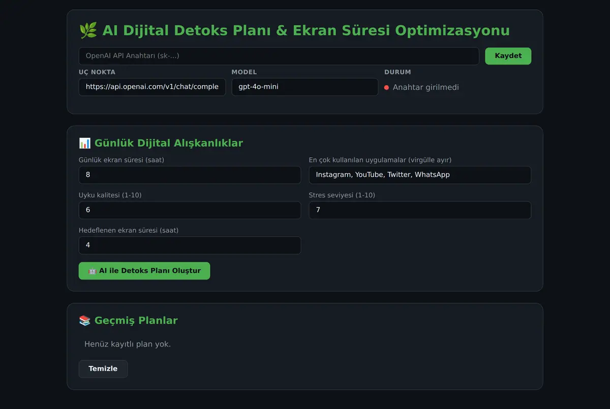 AI Dijital Detoks Planı & Ekran Süresi Optimizasyonu ekran görüntüsü 2