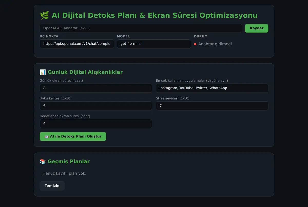 AI Dijital Detoks Planı & Ekran Süresi Optimizasyonu ekran görüntüsü 3