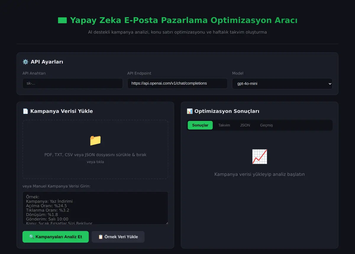 Yapay Zeka E-Posta Pazarlama Optimizasyon Aracı ekran görüntüsü 3