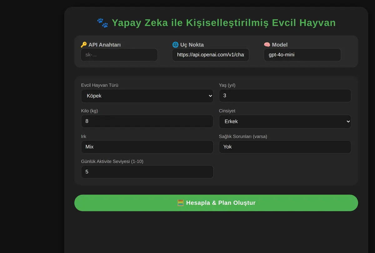 Yapay Zeka ile Kişiselleştirilmiş Evcil Hayvan ekran görüntüsü