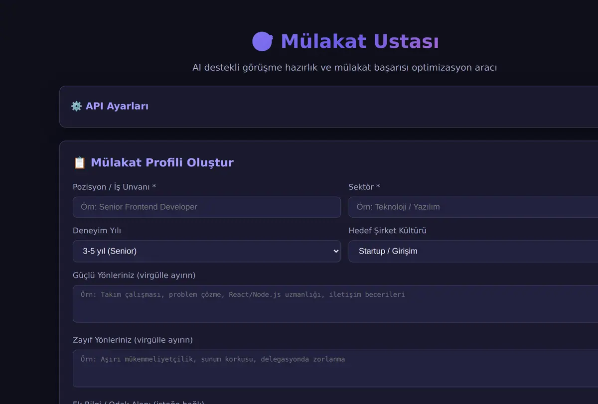 Mülakat Ustası - AI Görüşme Hazırlık Aracı ekran görüntüsü