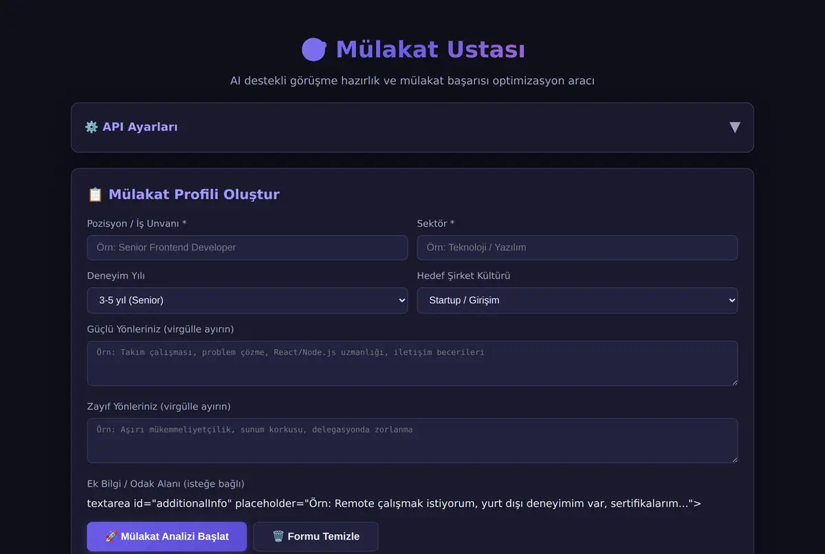 Mülakat Ustası - AI Görüşme Hazırlık Aracı ekran görüntüsü 2