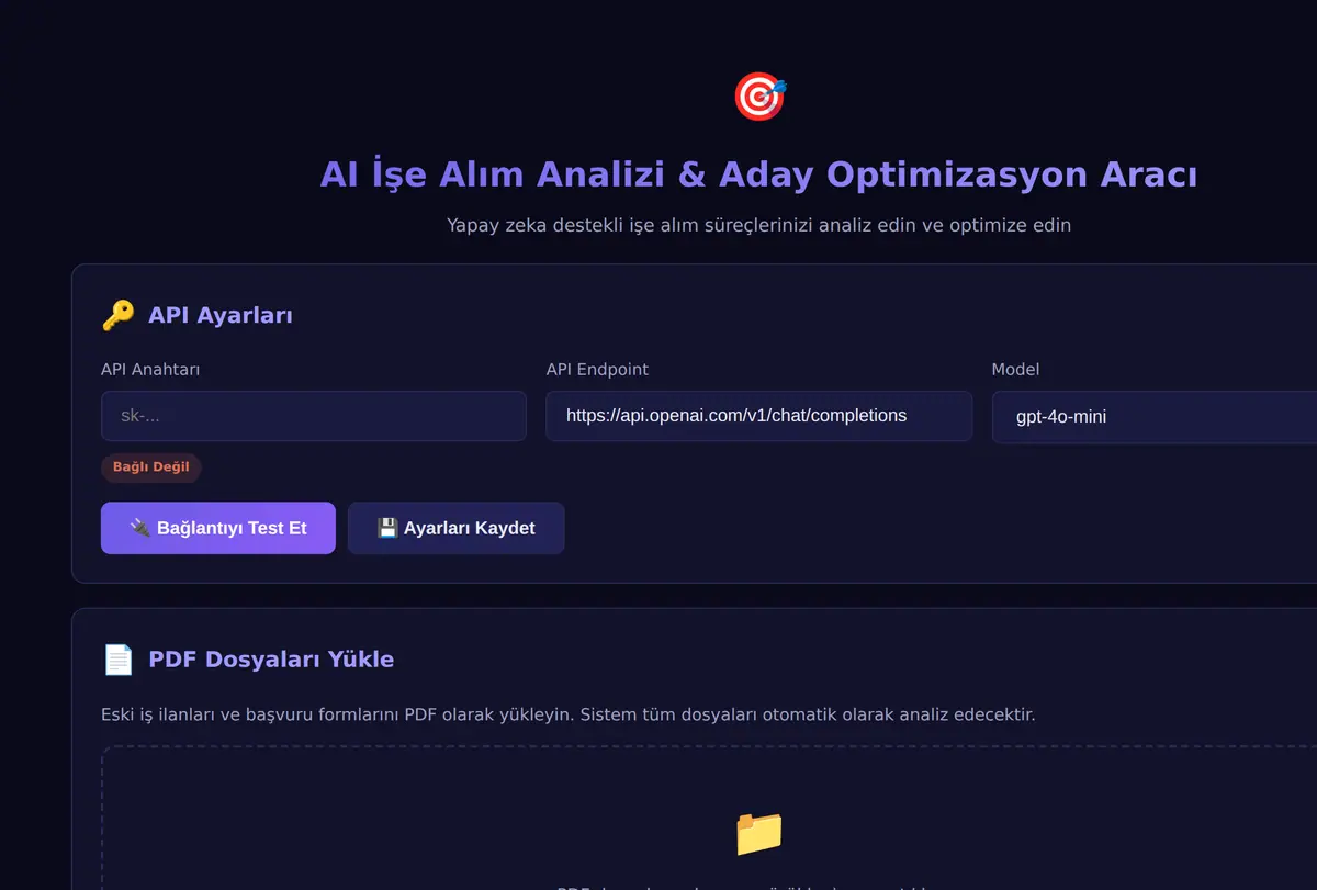 AI İşe Alım Analizi & Aday Optimizasyon Aracı ekran görüntüsü
