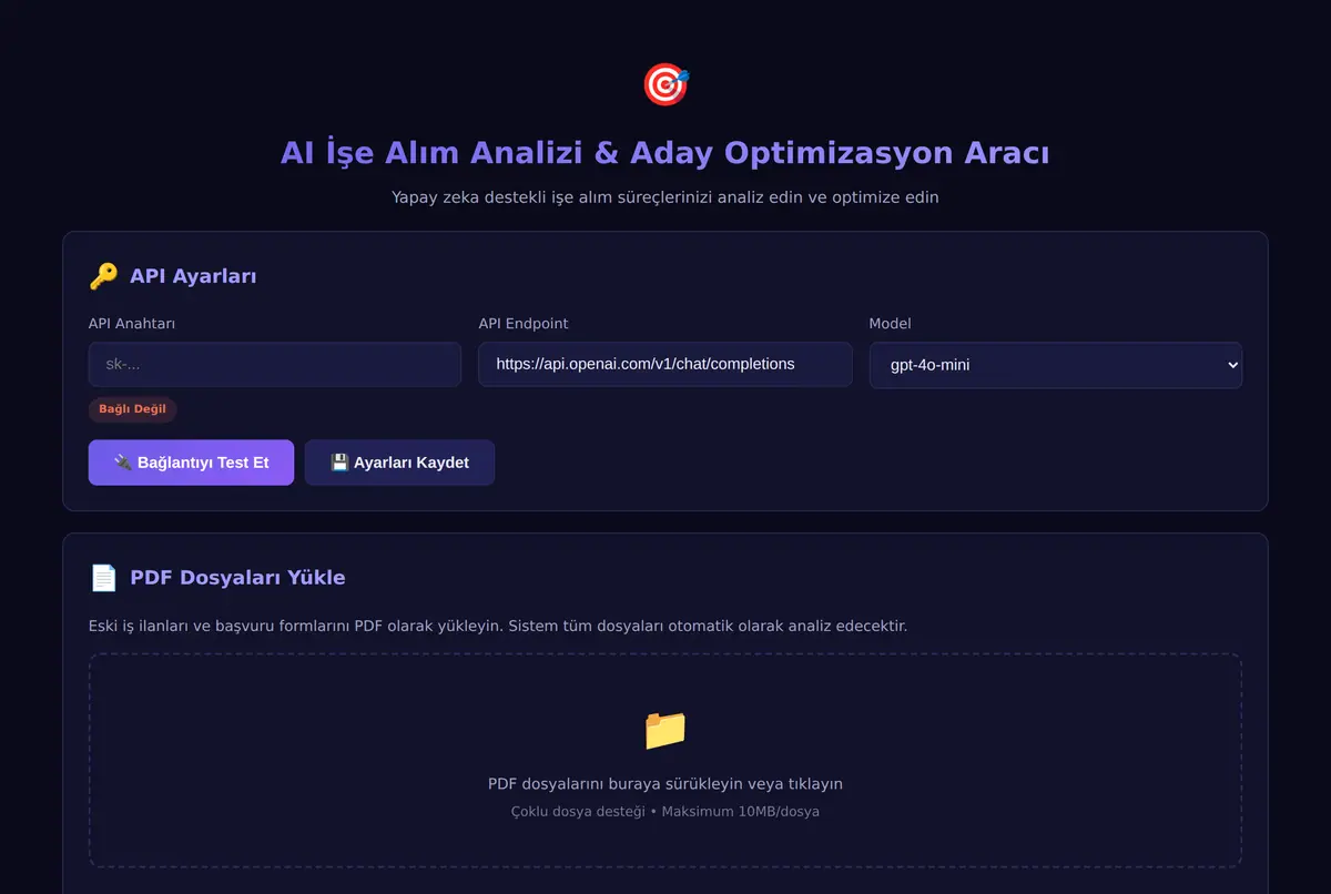 AI İşe Alım Analizi & Aday Optimizasyon Aracı ekran görüntüsü 2