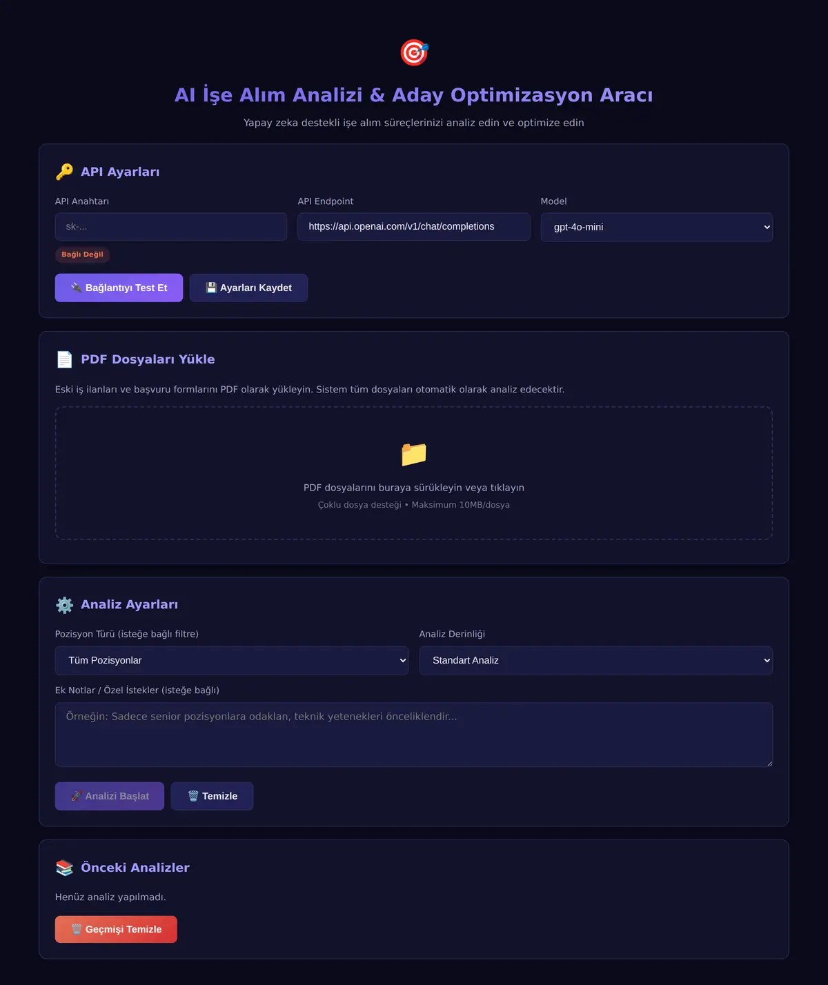 AI İşe Alım Analizi & Aday Optimizasyon Aracı ekran görüntüsü 3