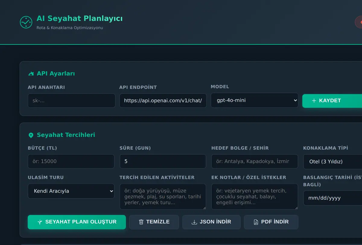 AI Seyahat Planlayıcı - Rota & Konaklama Optimi ekran görüntüsü