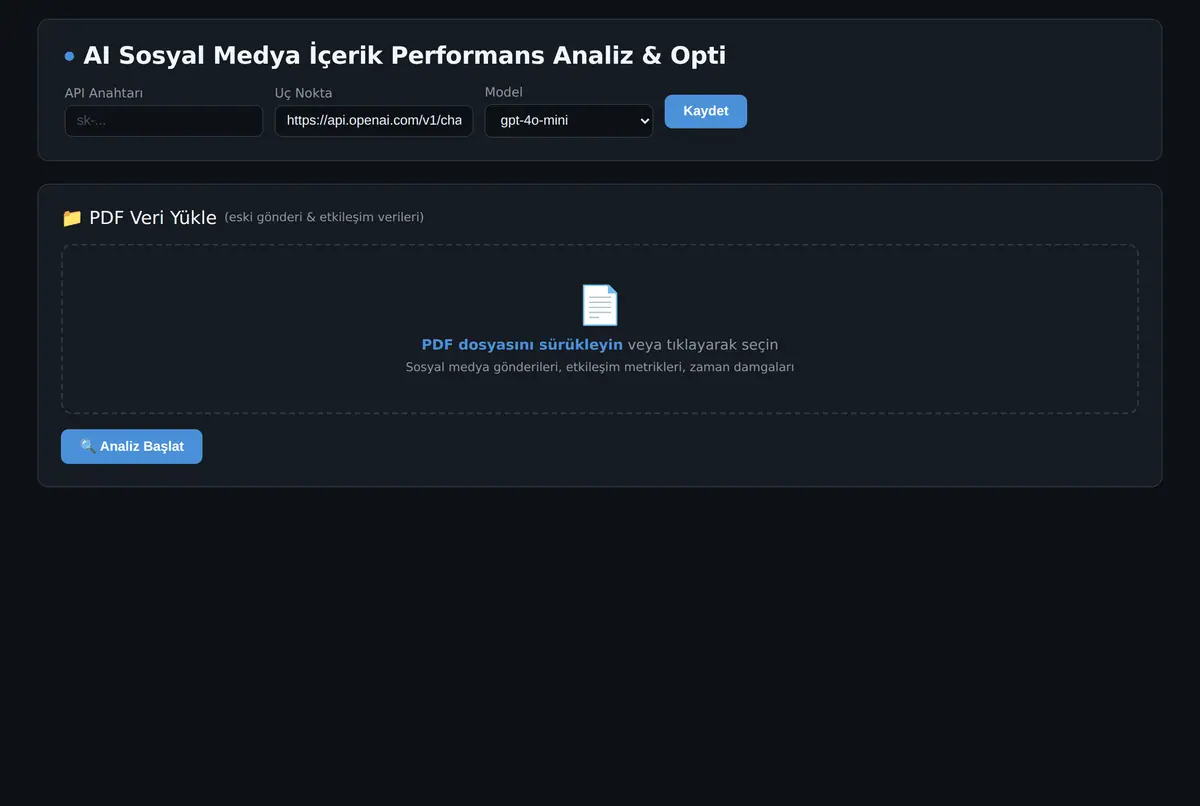 AI Sosyal Medya İçerik Performans Analiz & Opti ekran görüntüsü 3