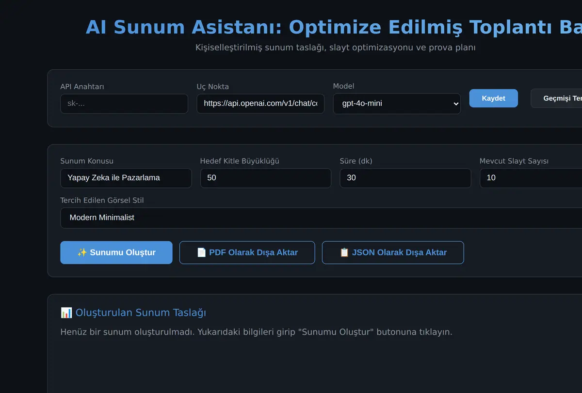 AI Sunum Asistanı ekran görüntüsü