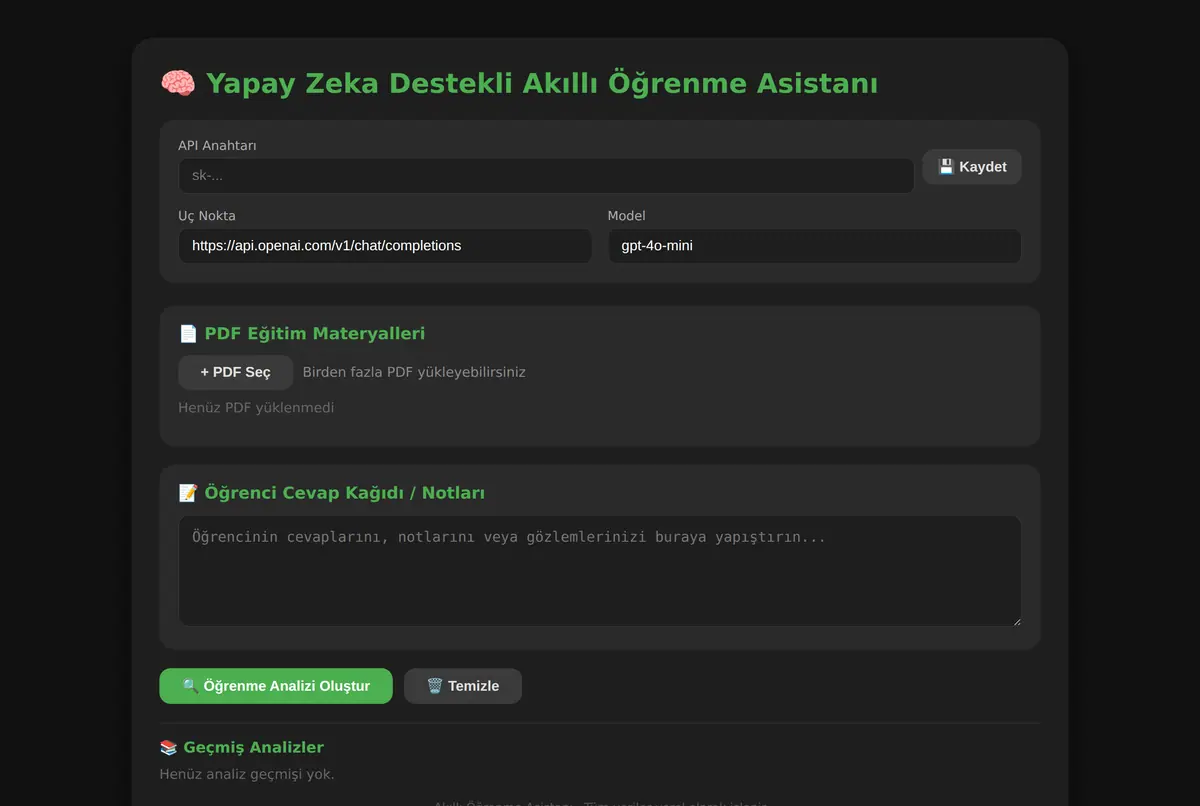 Yapay Zeka Destekli Akıllı Öğrenme Asistanı ekran görüntüsü 2