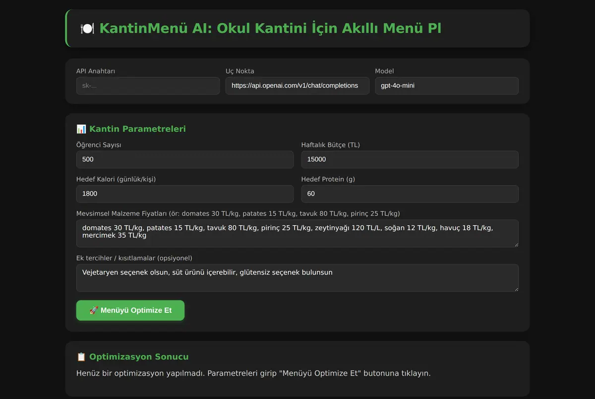 KantinMenü AI: Okul Kantini İçin Akıllı Menü Pl ekran görüntüsü 2