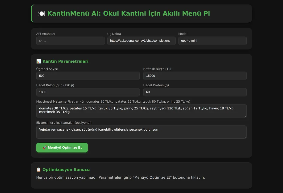 KantinMenü AI: Okul Kantini İçin Akıllı Menü Pl ekran görüntüsü 3