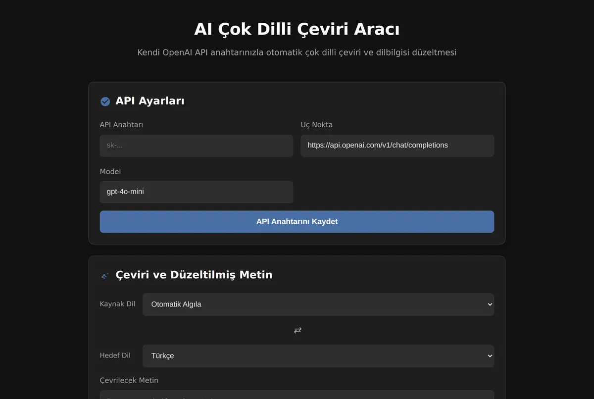 AI Çok Dilli Çeviri Aracı ekran görüntüsü 2