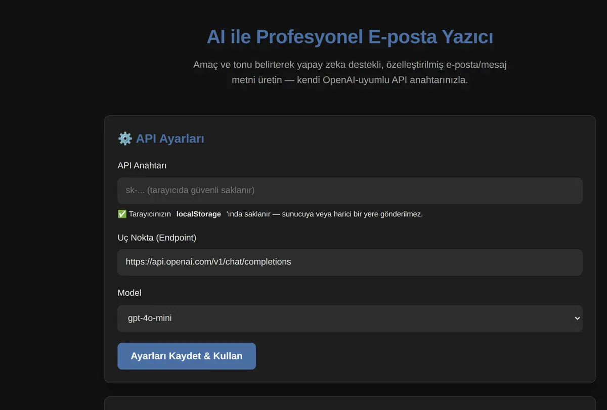 AI E-posta & Mesaj Yazıcı ekran görüntüsü