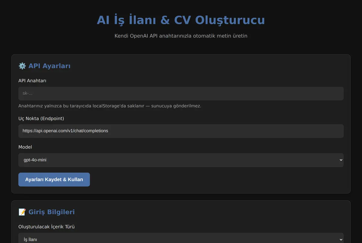 AI İş İlanı & CV Oluşturucu ekran görüntüsü 2
