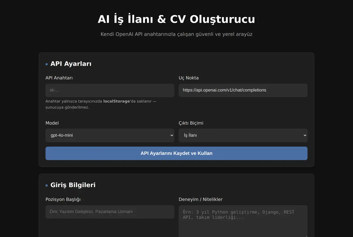AI İş İlanı & CV Oluşturucu ekran görüntüsü 2