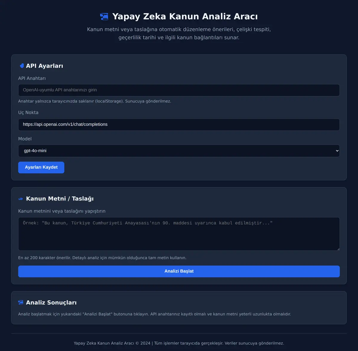 Yapay Zeka Kanun Analiz Aracı ekran görüntüsü 3