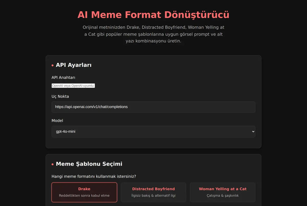 AI Meme Format Dönüştürücü ekran görüntüsü 2