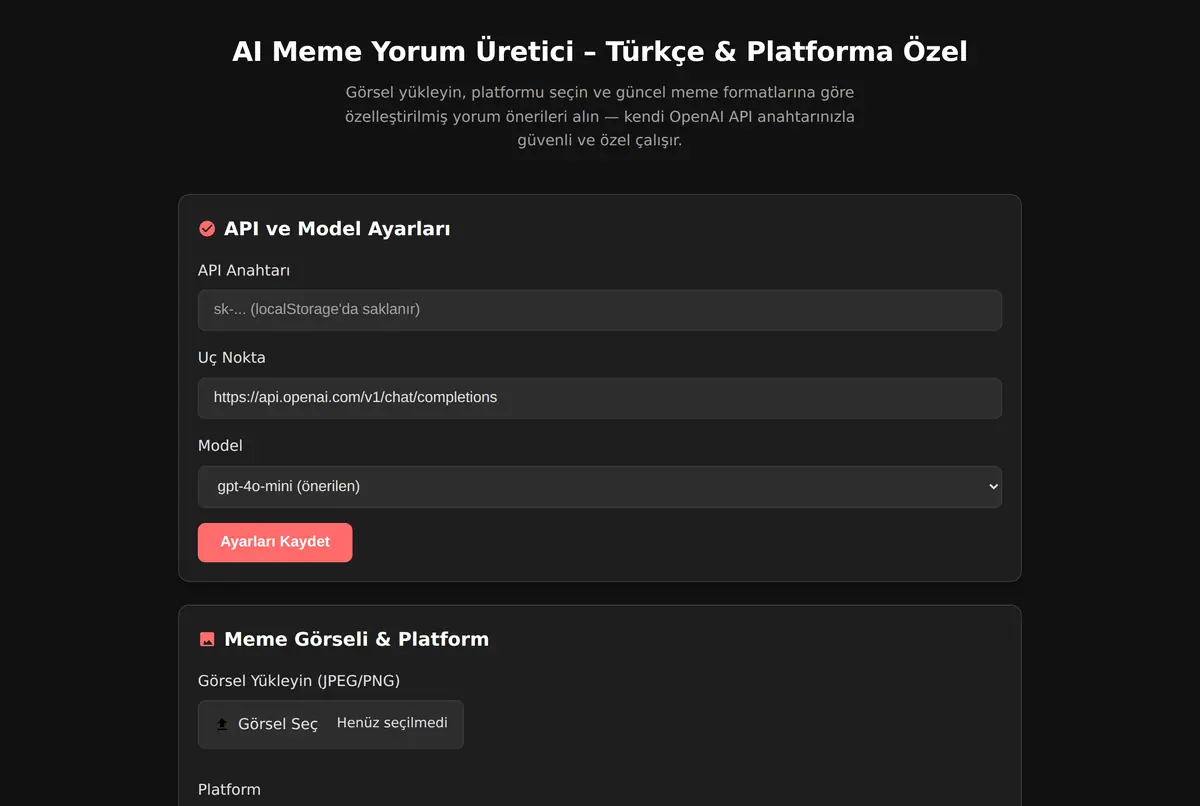 AI Meme Yorum Üretici - Türkçe & Platforma Özel ekran görüntüsü 2