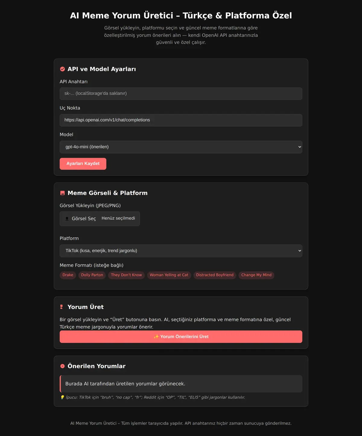 AI Meme Yorum Üretici - Türkçe & Platforma Özel ekran görüntüsü 3