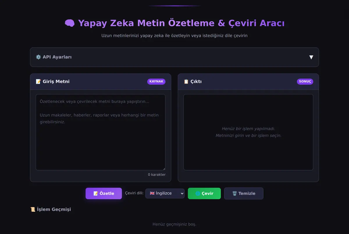 Yapay Zeka Metin Özetleme & Çeviri Aracı ekran görüntüsü 2