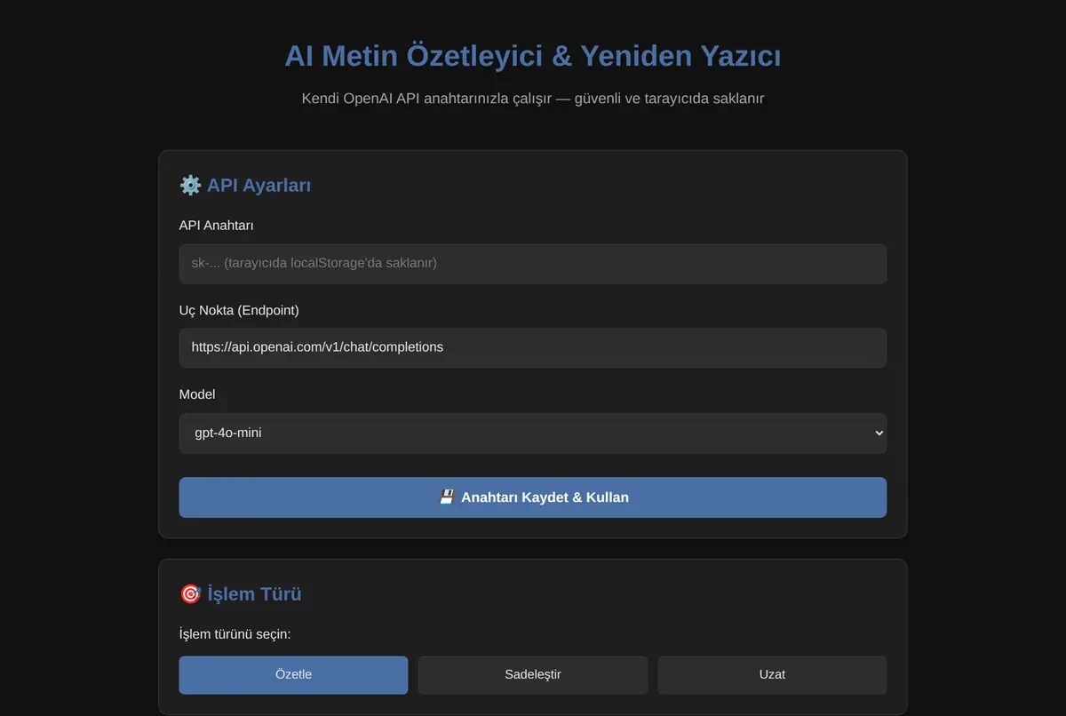 AI Metin Özetleyici & Yeniden Yazıcı ekran görüntüsü 2