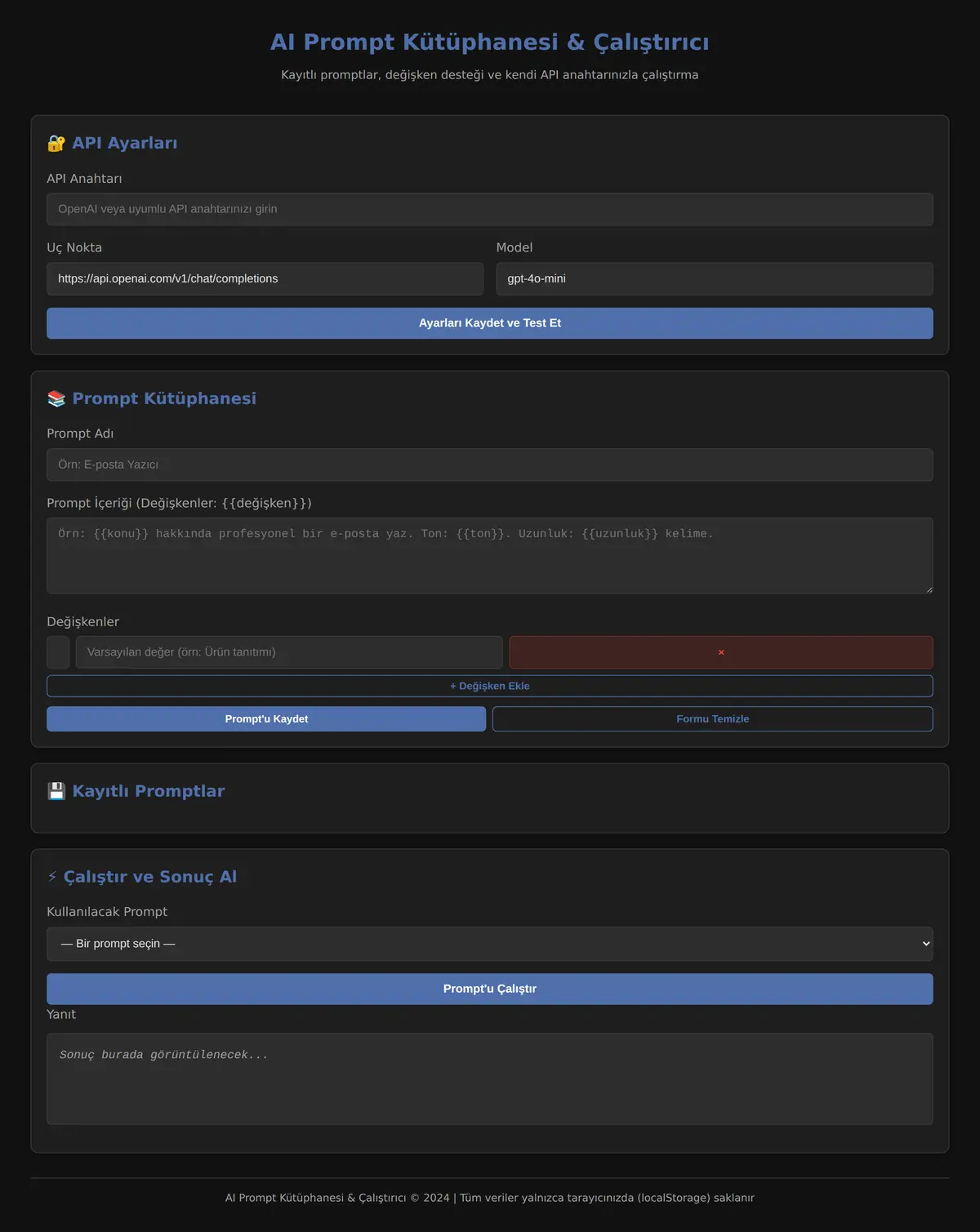 AI Prompt Test Aracı & Kütüphanesi ekran görüntüsü 3