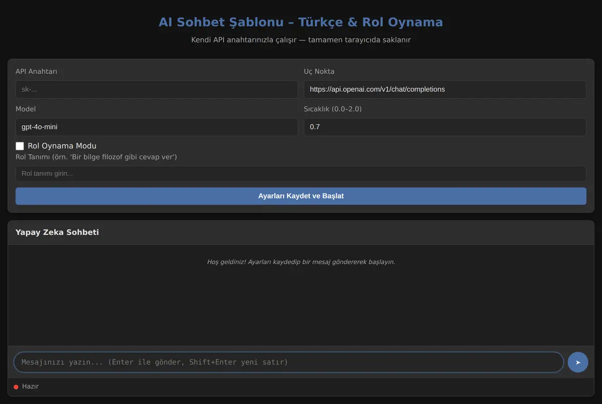 AI Sohbet Şablonu - Türkçe & Rol Oynama ekran görüntüsü 3
