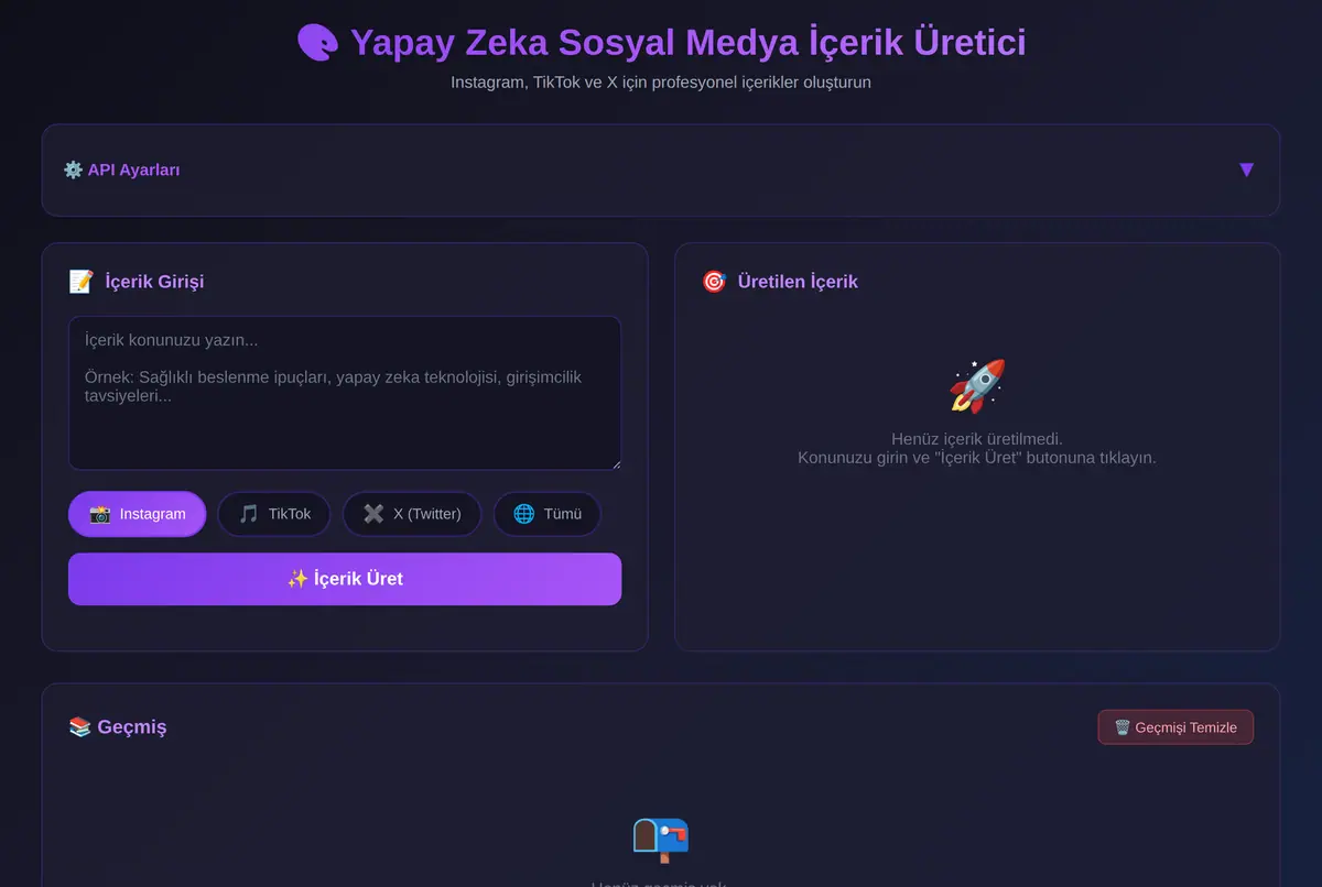 Yapay Zeka Sosyal Medya İçerik Üretici ekran görüntüsü 2