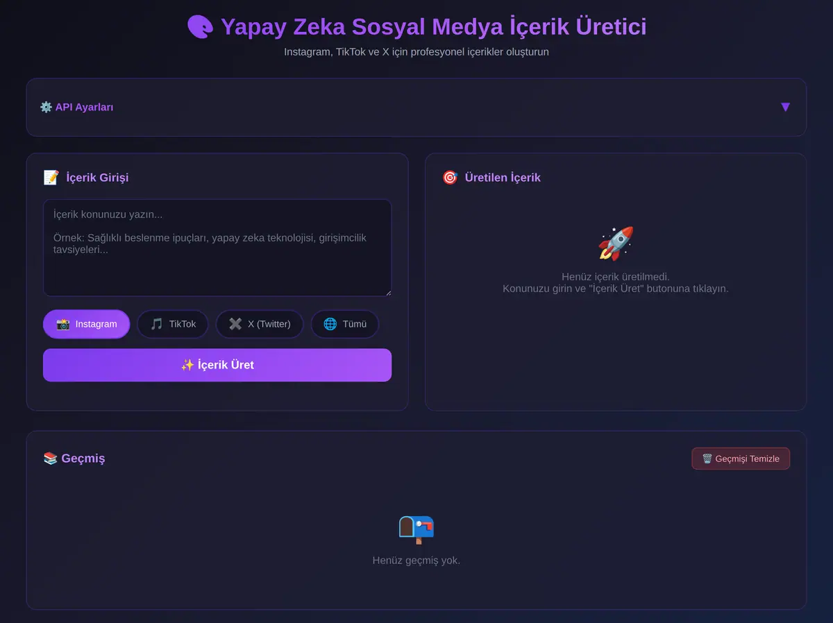 Yapay Zeka Sosyal Medya İçerik Üretici ekran görüntüsü 3