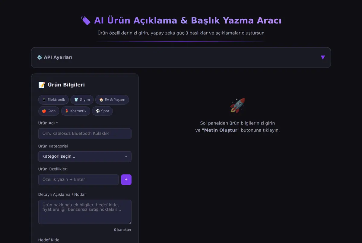 AI Ürün Açıklama & Başlık Yazma Aracı ekran görüntüsü 2