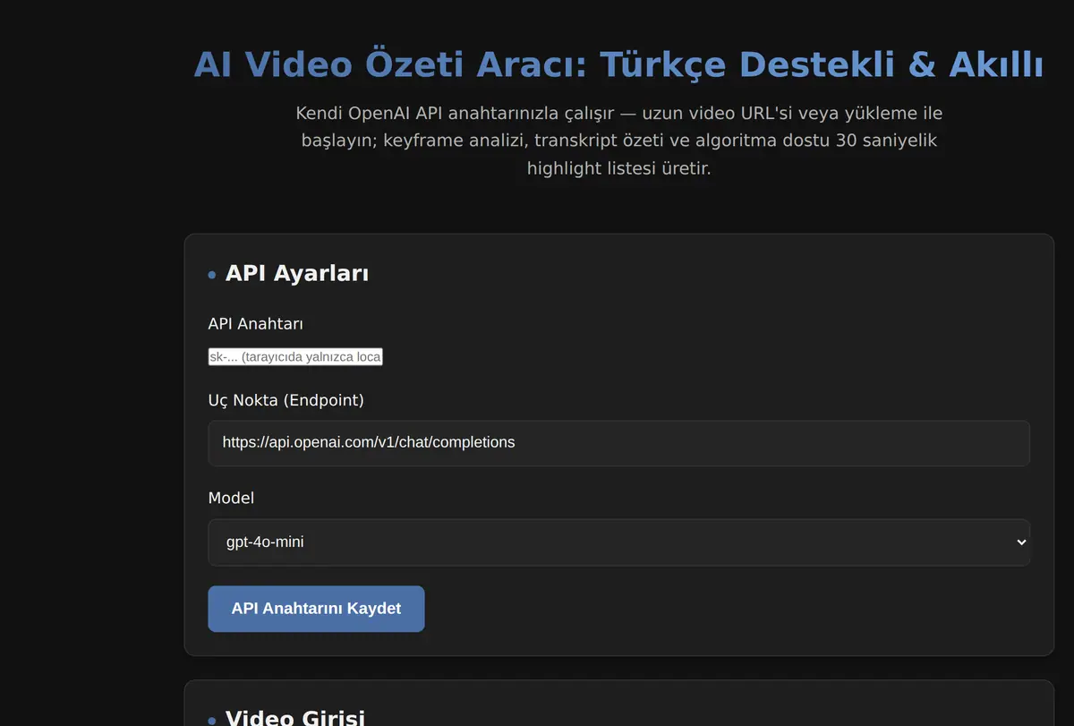 AI Video Özeti Aracı: Türkçe Destekli & Akıllı ekran görüntüsü