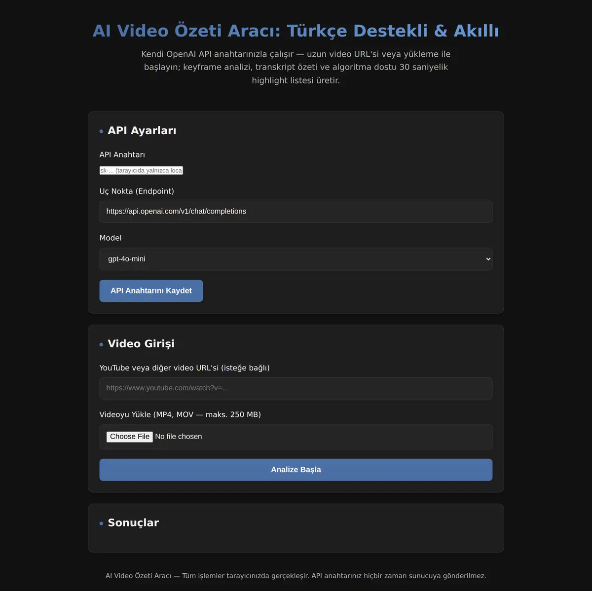 AI Video Özeti Aracı: Türkçe Destekli & Akıllı ekran görüntüsü 3