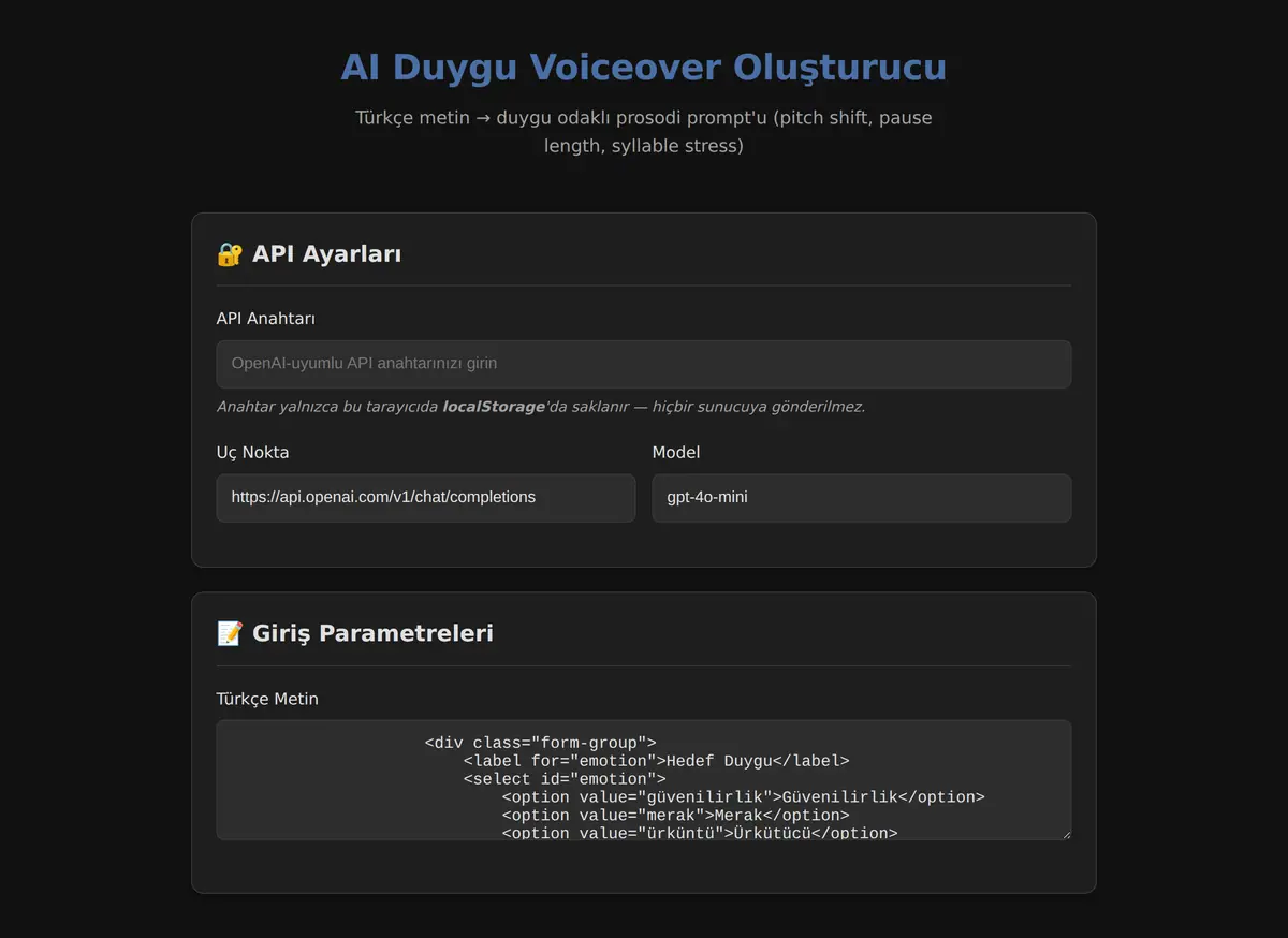 AI Duygu Voiceover Oluşturucu ekran görüntüsü 3