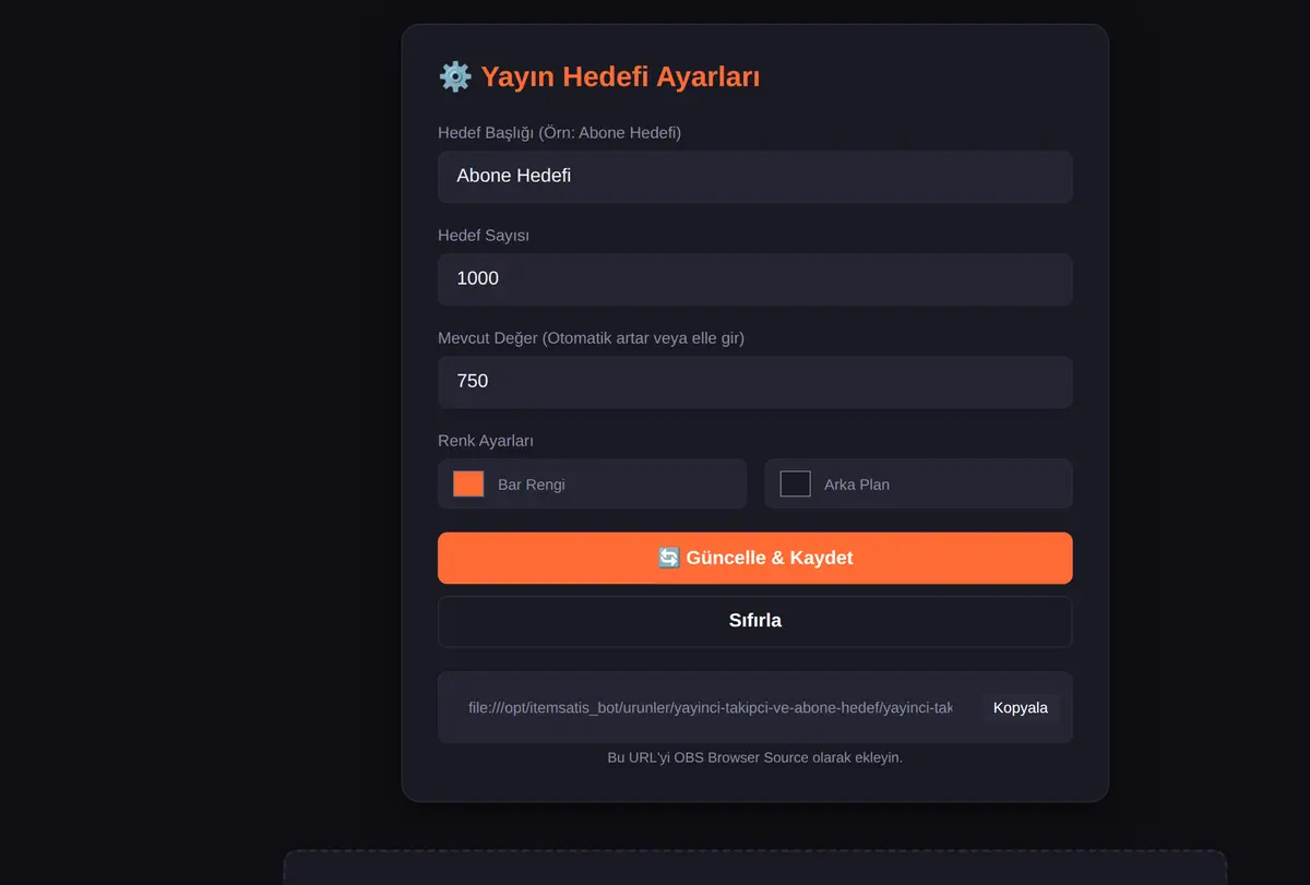 Canlı Yayın Hedef Çubuğu & Takipçi Sayacı ekran görüntüsü