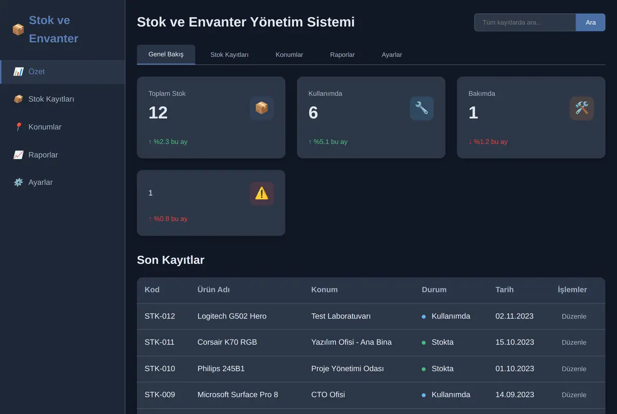 Açık Kaynak Stok & Envanter Yönetim Sistemi ekran görüntüsü 2