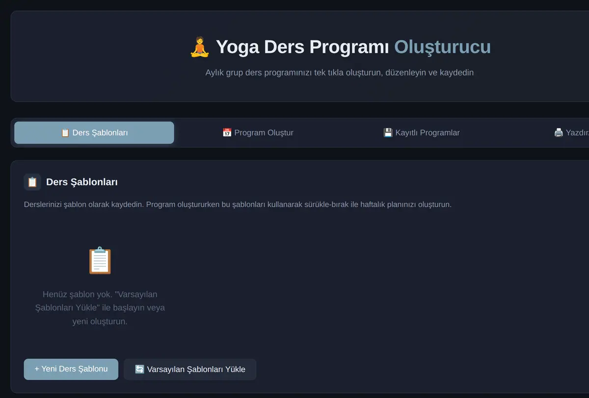 Yoga Ders Programı Oluşturucu - Çevrimdışı Araç ekran görüntüsü