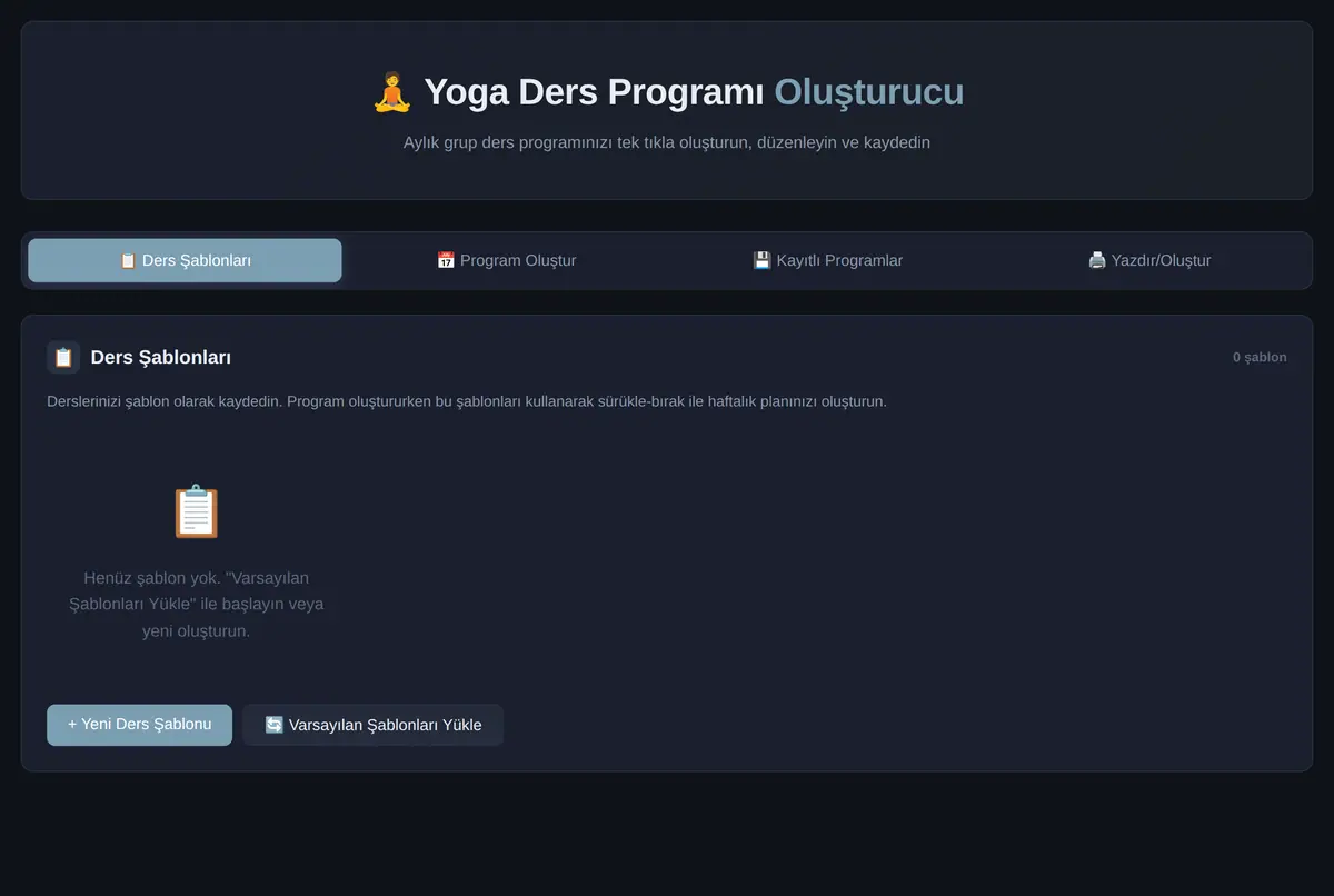 Yoga Ders Programı Oluşturucu - Çevrimdışı Araç ekran görüntüsü 3