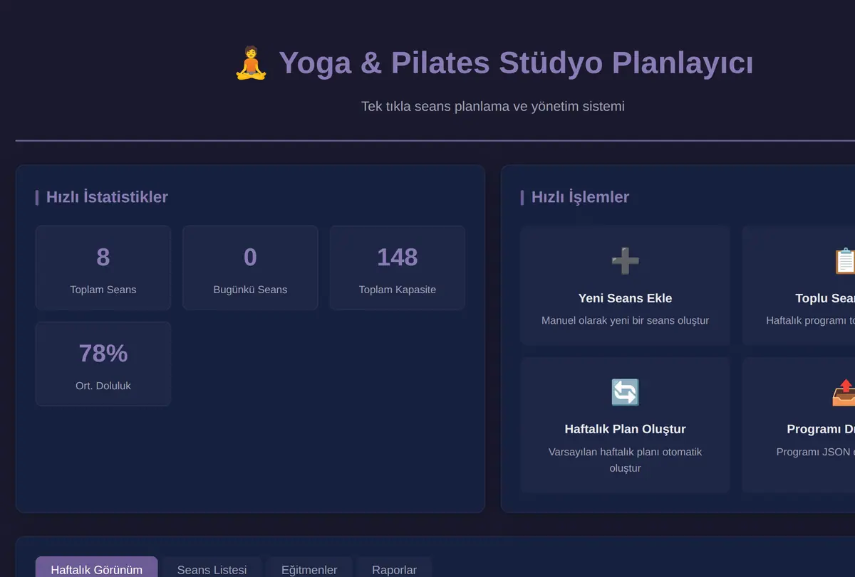 Yoga & Pilates Stüdyo Planlayıcı ekran görüntüsü
