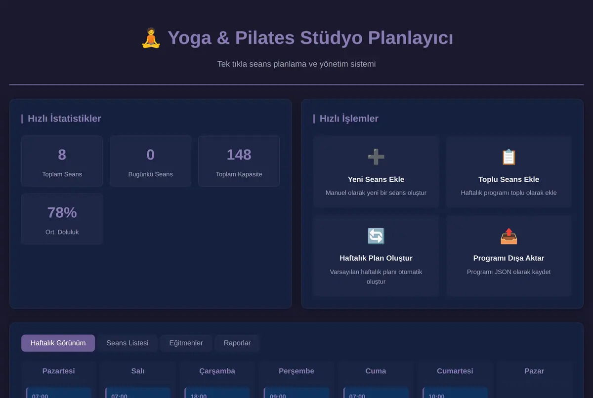 Yoga & Pilates Stüdyo Planlayıcı ekran görüntüsü 2